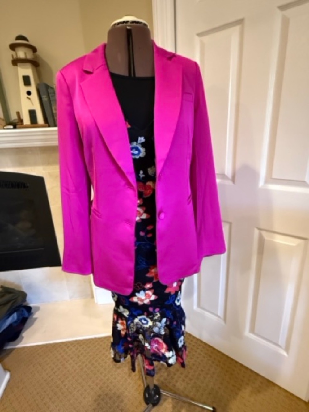 Skies Are Blue Hot Pink Cocktail Tailored Blazer Size S